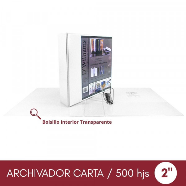 ARCHIVADOR CATALOGO CARTA 2 AROS BLANCO