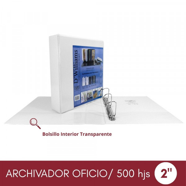 ARCHIVADOR CATALOGO OFICIO 3 AROS 2.0 BLANCO