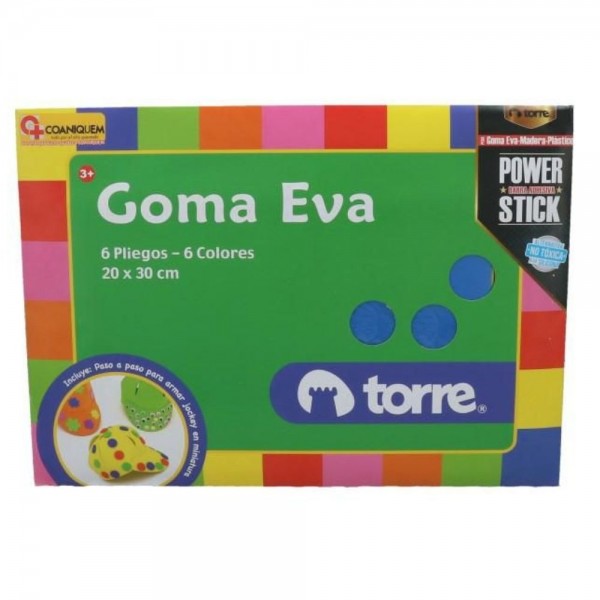 CARPETA CON GOMA EVA 6 PLIEGOS 6 COLORES 20X30 CM