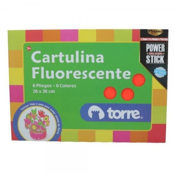 CARPETA CON PAPEL CARTULINA FLUORESCENTE 6 PLIEGOS 6 COLORES 26X38 CM