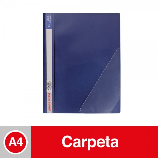 CARPETA VINIL TAPA TRANSPARENTE Y BOLSILLO A4 AZUL