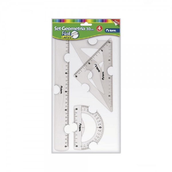 BLISTER SET GEOMETRIA PLASTICO 4 PIEZAS