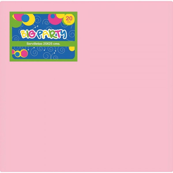 SERVILLETA ROSADO 25 X 25 CM 20 PCS