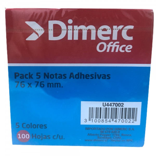 NOTA ADHESIVA 5 UN X 100 HOJAS 654 ULTRA COLOR