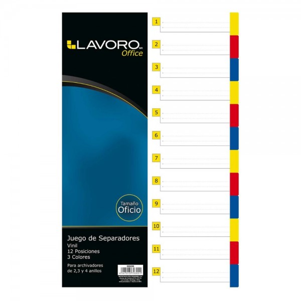 SEPARADOR OFICIO 12 DIVISIONES PP COLOR