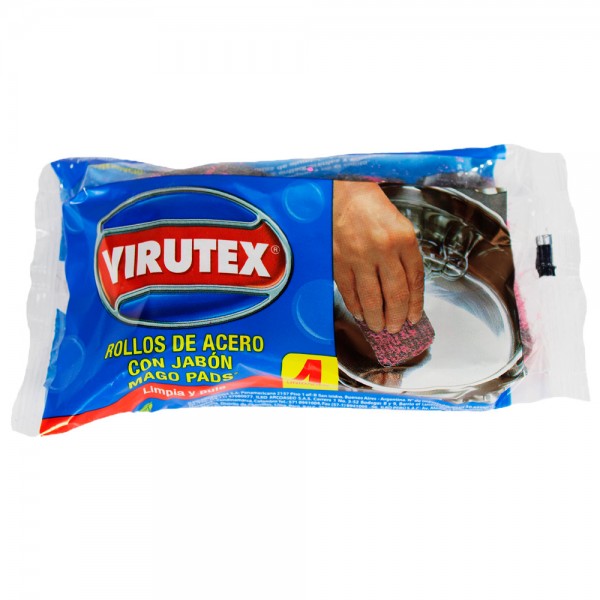 VIRUTILLA OLLA MAGO PADS CON JABON X 4 UN ANTIBACTERIAL
