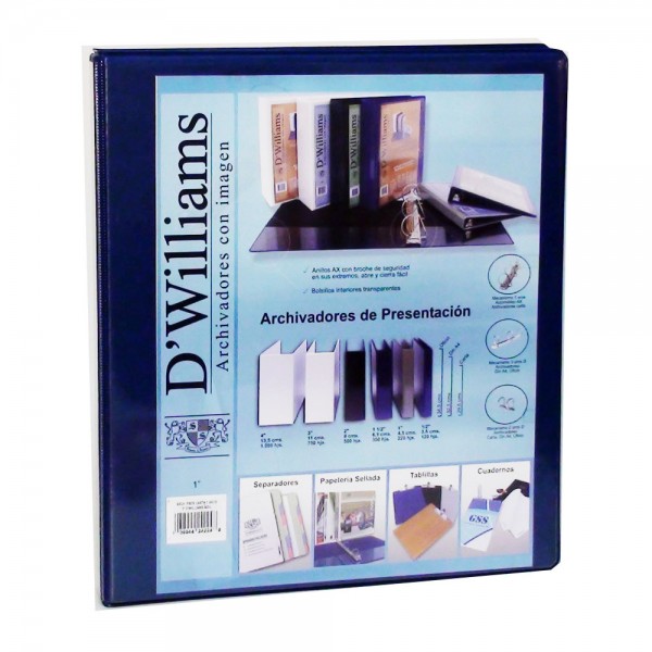 ARCHIVADOR CATALOGO CARTA 2 AROS 1.0 AZUL 250 HOJAS