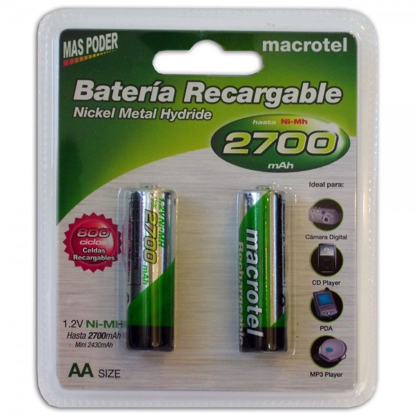PILA RECARGABLE AA 2700 MAH HIBRIDA 2 UN