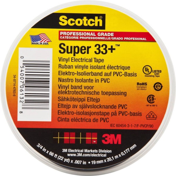CINTA AISLANTE ELECTRICA 19 MM 20 MT  SUPER 33
