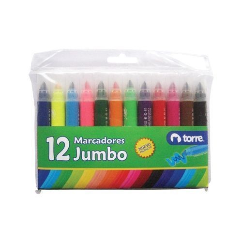 PLUMONES DIBUJO JUMBO 12 COLORES