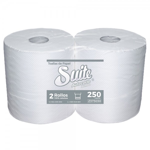 TOALLA PAPEL  AUTOCORTE HOJA SIMPLE 2 ROLLOS X 250 MT